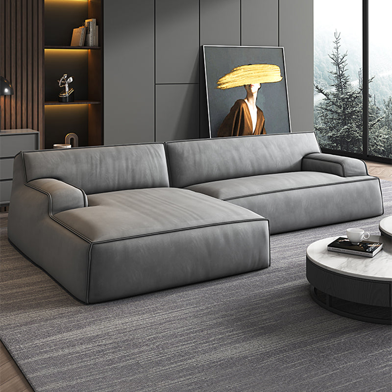 Recessed Arm Modular/Stationary Furniture Sectionals in Grey
