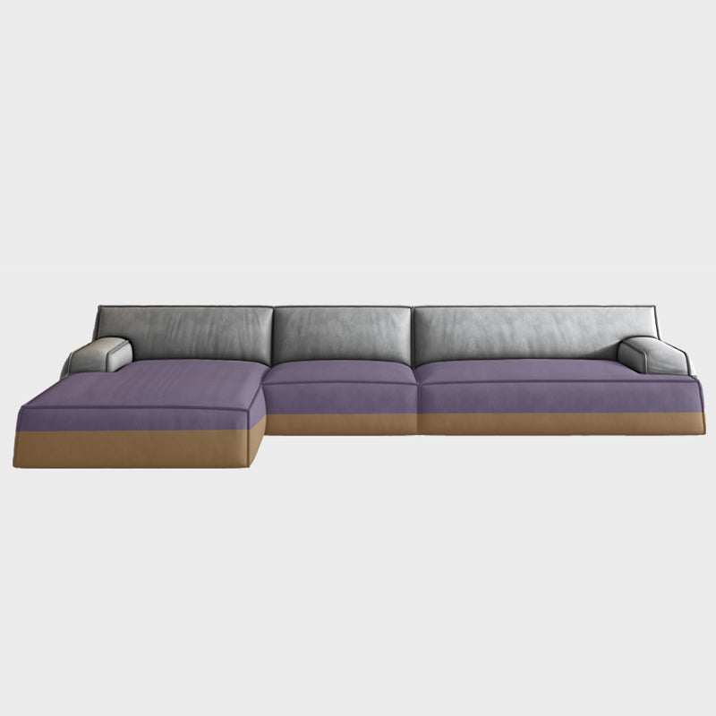 Recessed Arm Modular/Stationary Furniture Sectionals in Grey