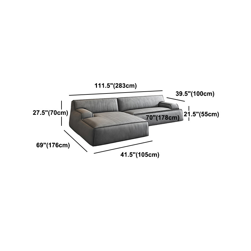 Recessed Arm Modular/Stationary Furniture Sectionals in Grey