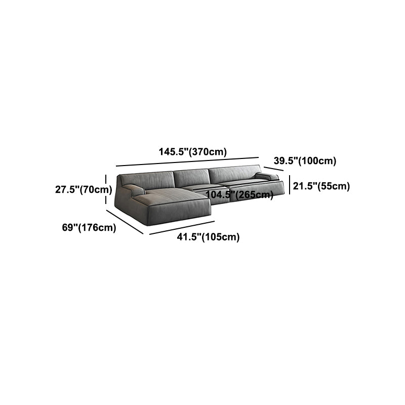 Recessed Arm Modular/Stationary Furniture Sectionals in Grey