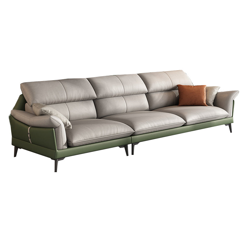 Pillow Arms Contemporary Stain-Resistant Faux Leather Sofa & Chaise