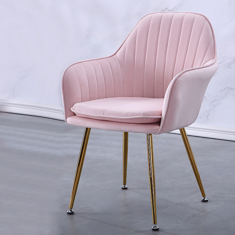 Sewn Pillow Back Chair with Flared Arms and Basic Four Legs for Apartment