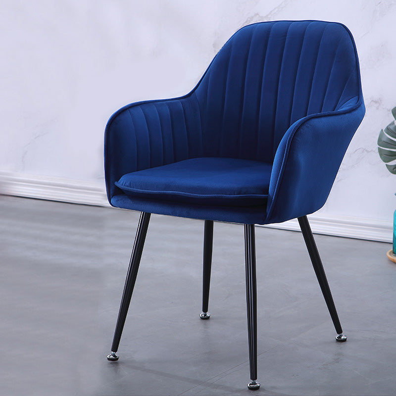 Sewn Pillow Back Chair with Flared Arms and Basic Four Legs for Apartment