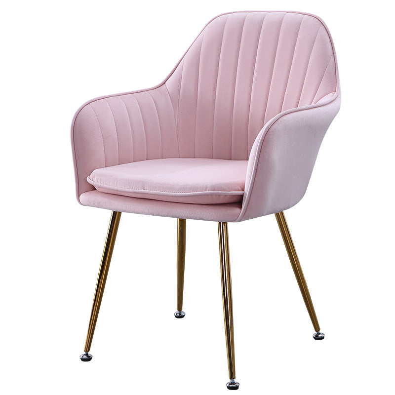 Sewn Pillow Back Chair with Flared Arms and Basic Four Legs for Apartment