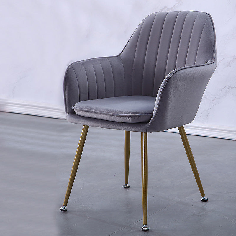 Sewn Pillow Back Chair with Flared Arms and Basic Four Legs for Apartment