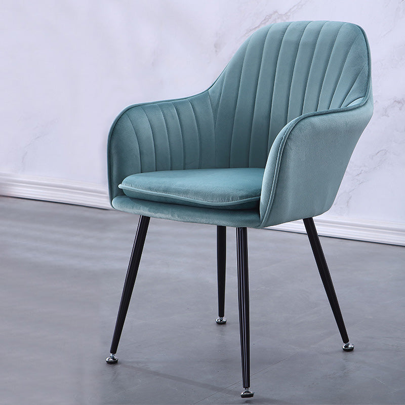 Sewn Pillow Back Chair with Flared Arms and Basic Four Legs for Apartment