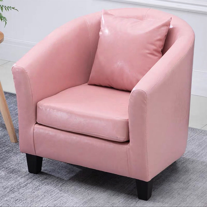 Linen and Faux Leather Sloped Arms Basic Four Leg Accent Chair Set