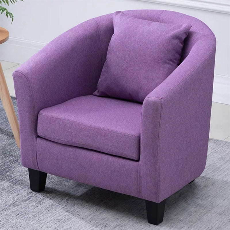 Linen and Faux Leather Sloped Arms Basic Four Leg Accent Chair Set