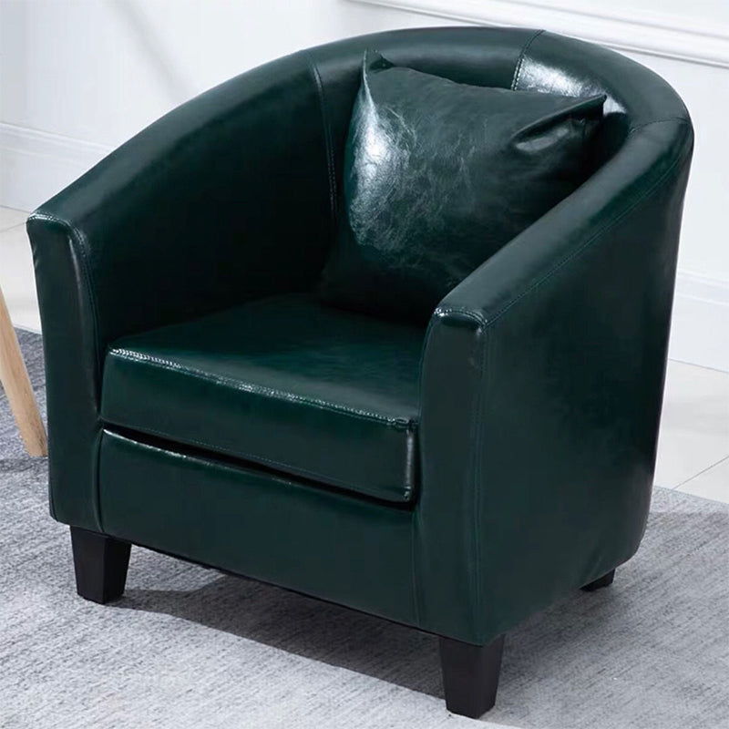 Linen and Faux Leather Sloped Arms Basic Four Leg Accent Chair Set