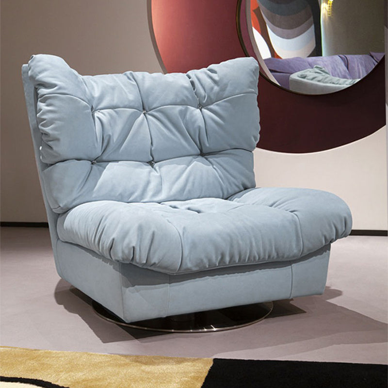 Modern High Back Armless Chair, Fabric Upholstered Biscuit Accent Chair