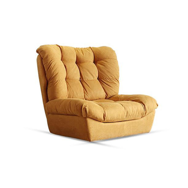 Modern High Back Armless Chair, Fabric Upholstered Biscuit Accent Chair