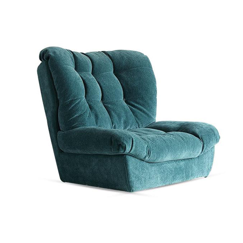 Modern High Back Armless Chair, Fabric Upholstered Biscuit Accent Chair