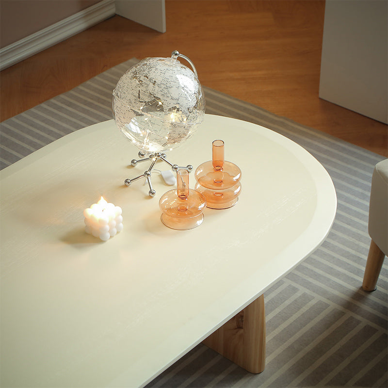 15.7"H Modern Style Sled Base Wooden Solid Color Round Coffee Table