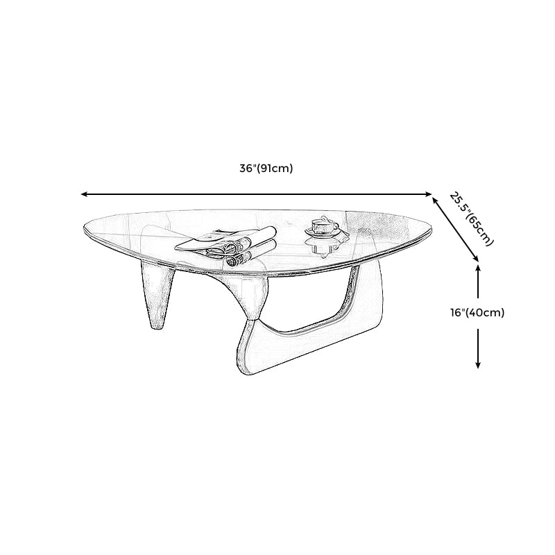 Contemporary Abstract Wooden Base Irregular Glass Top Coffee Table