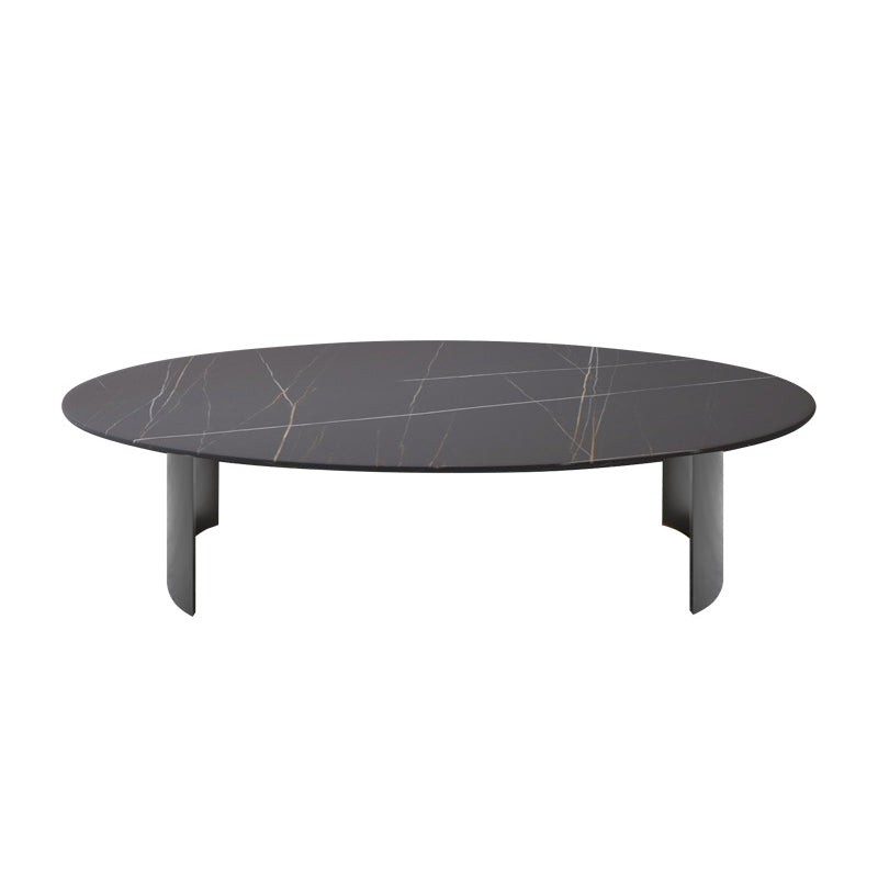Modern Style Oval Coffee Table with Metal Steel/black/gold Base