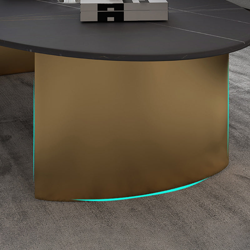 Modern Style Oval Coffee Table with Metal Steel/black/gold Base