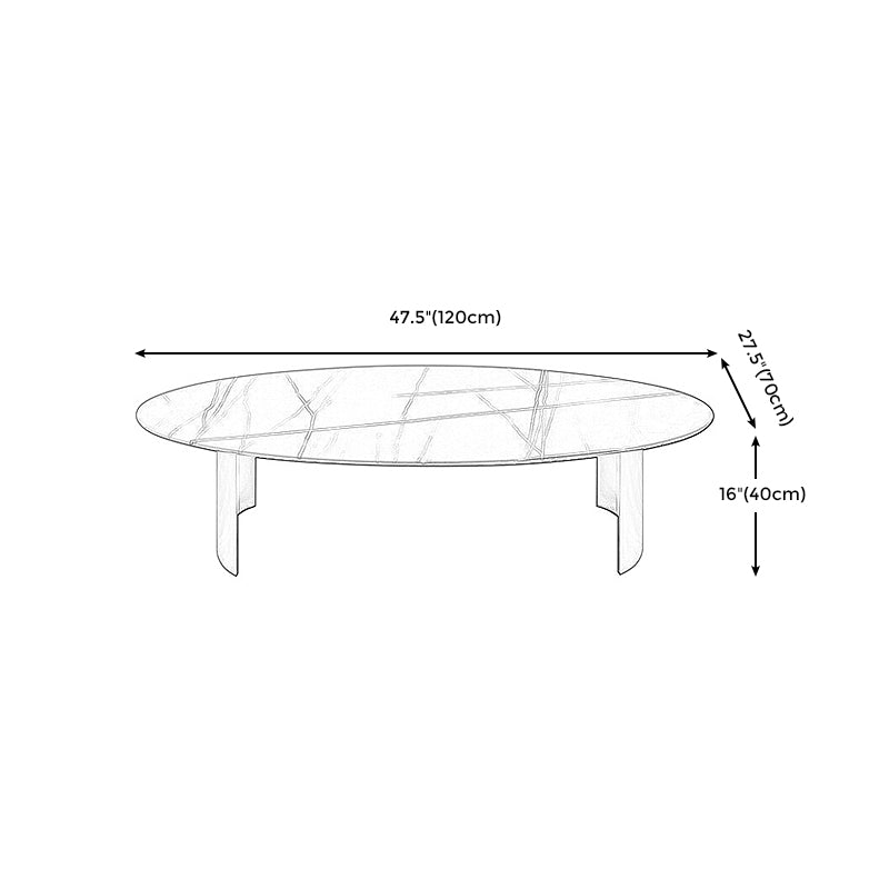 Modern Style Oval Coffee Table with Metal Steel/black/gold Base