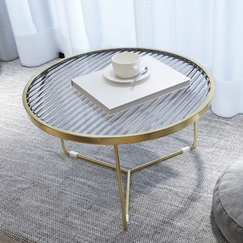 11.8"H Metal Frame Base Glass Round Table Top Coffee Table for Apartment