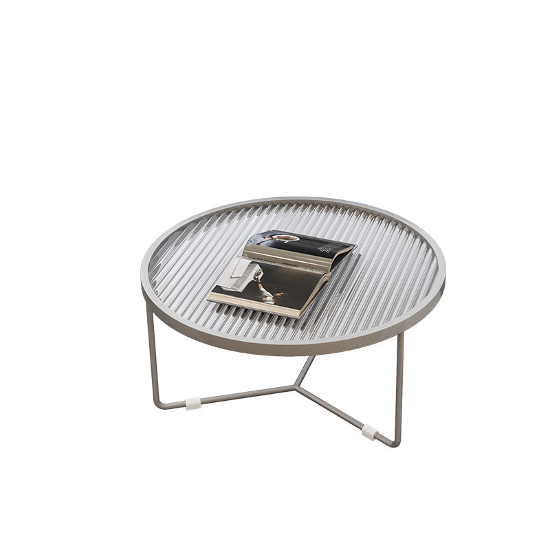 11.8"H Metal Frame Base Glass Round Table Top Coffee Table for Apartment