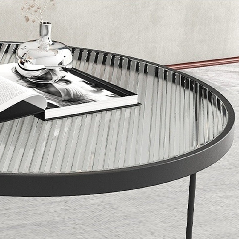 11.8"H Metal Frame Base Glass Round Table Top Coffee Table for Apartment