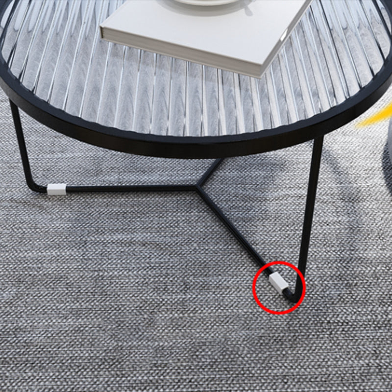 11.8"H Metal Frame Base Glass Round Table Top Coffee Table for Apartment