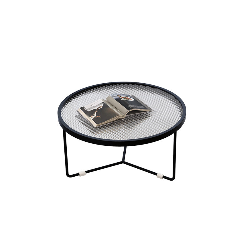 11.8"H Metal Frame Base Glass Round Table Top Coffee Table for Apartment