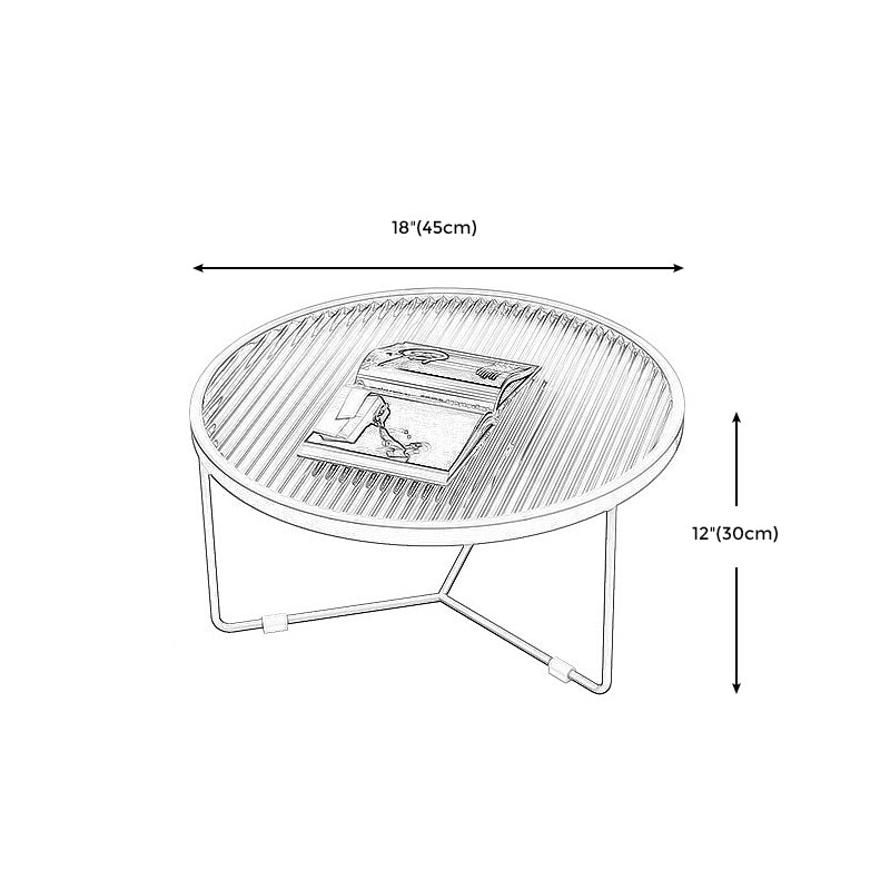 11.8"H Metal Frame Base Glass Round Table Top Coffee Table for Apartment