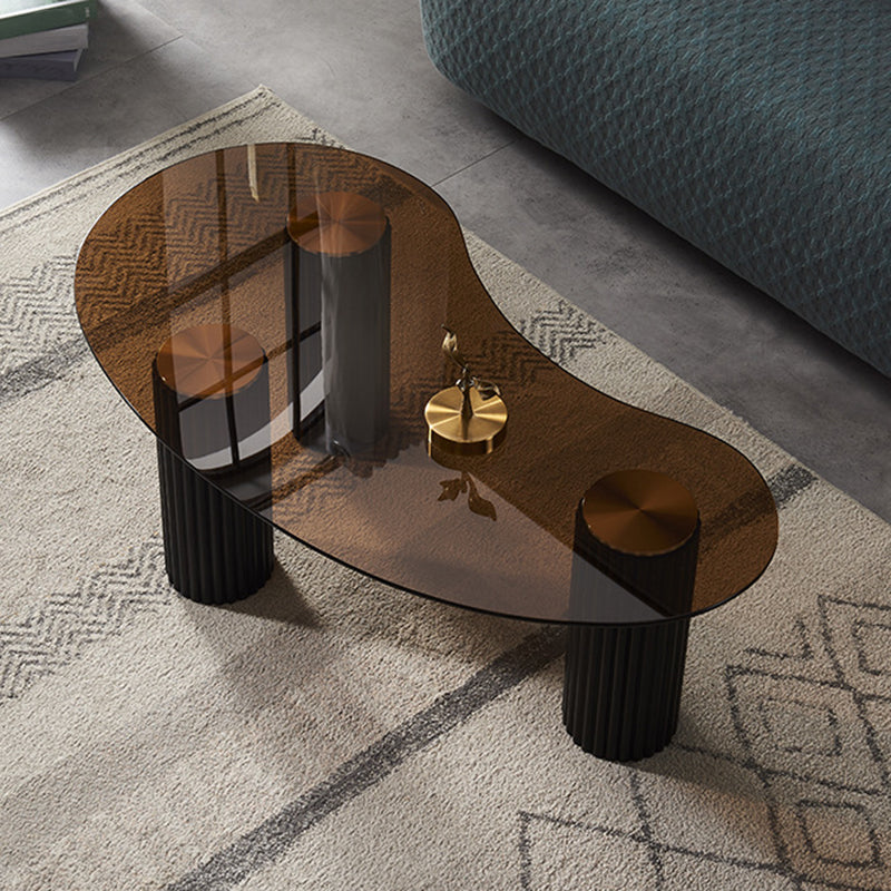 14.9"H 3 Legs Base Solid Color Glass/Slate Irregular Top Coffee Table