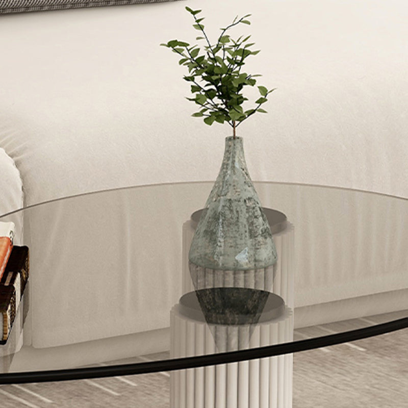 14.9"H 3 Legs Base Solid Color Glass/Slate Irregular Top Coffee Table