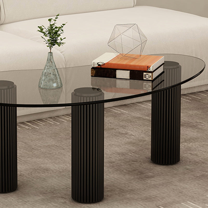 14.9"H 3 Legs Base Solid Color Glass/Slate Irregular Top Coffee Table