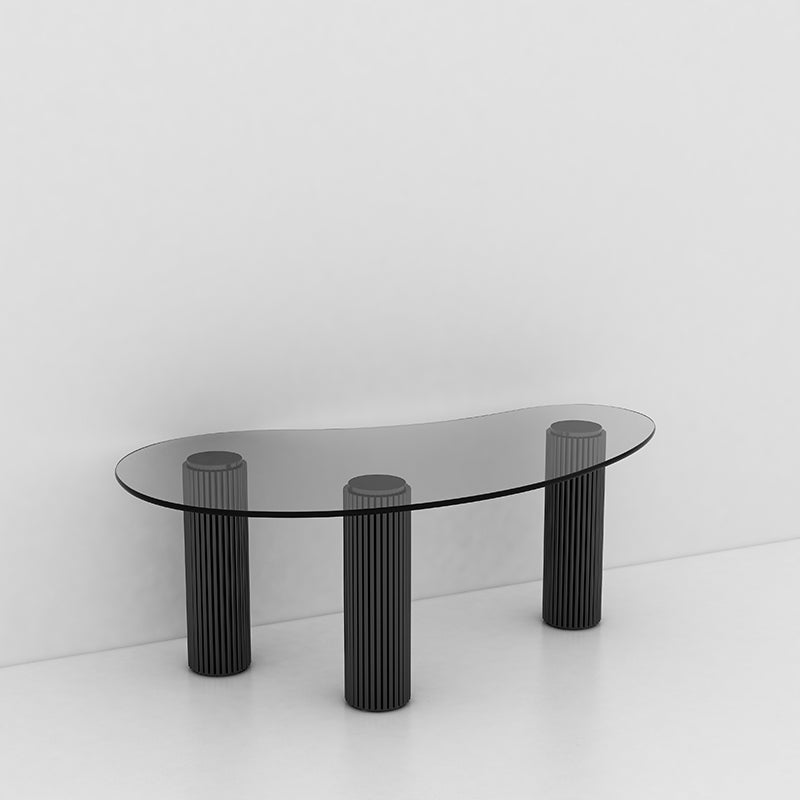 14.9"H 3 Legs Base Solid Color Glass/Slate Irregular Top Coffee Table