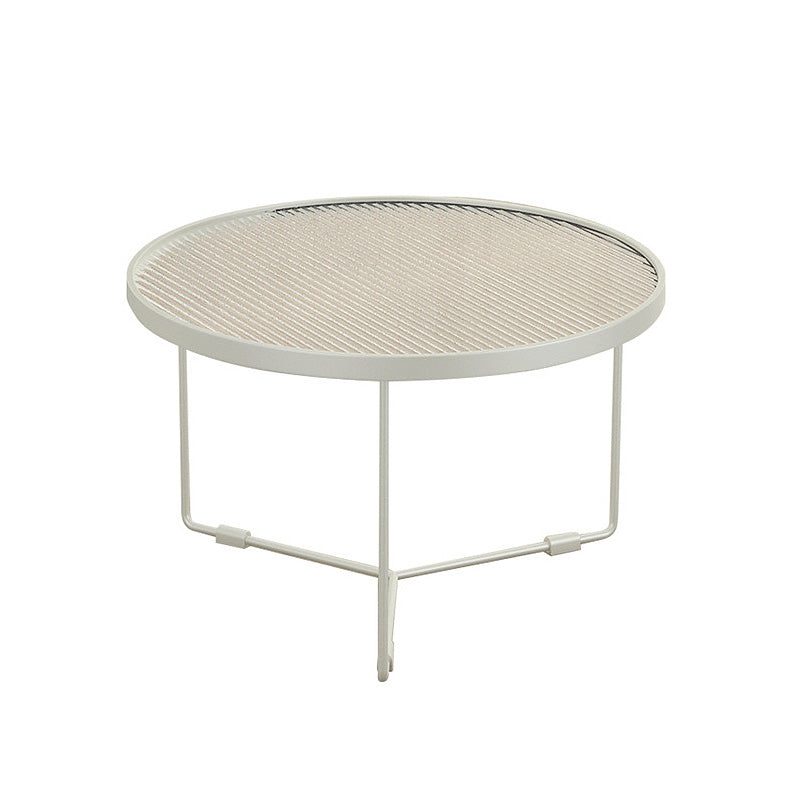 Modern Style Tempered Glass Top White/black Iron Base Round Coffee Table