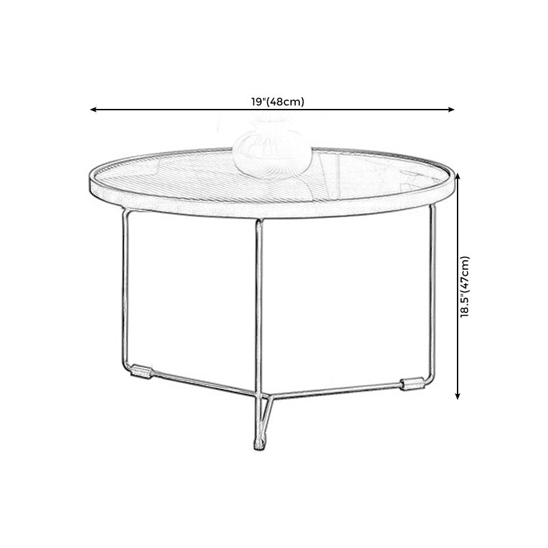 Modern Style Tempered Glass Top White/black Iron Base Round Coffee Table