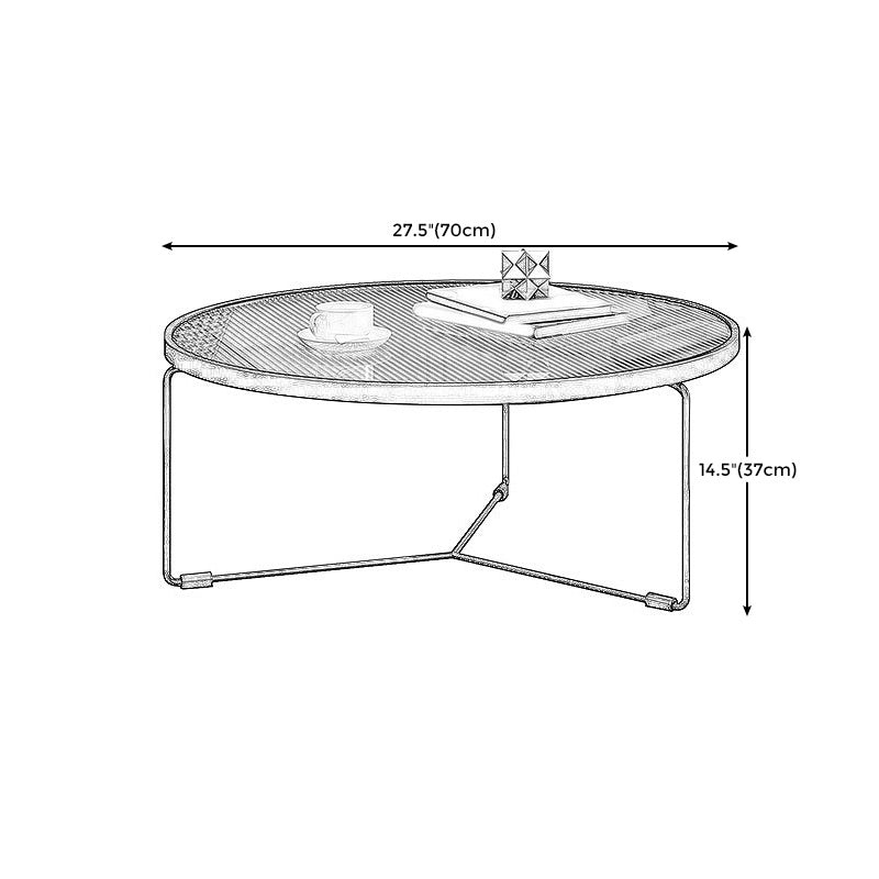 Modern Style Tempered Glass Top White/black Iron Base Round Coffee Table
