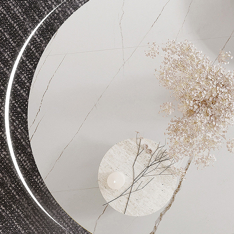 Modern Style Pedestal Base Slab & Wood White/black Round Coffee Table