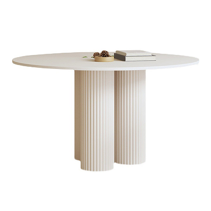 Modern Style Pedestal Base Slab & Wood White/black Round Coffee Table