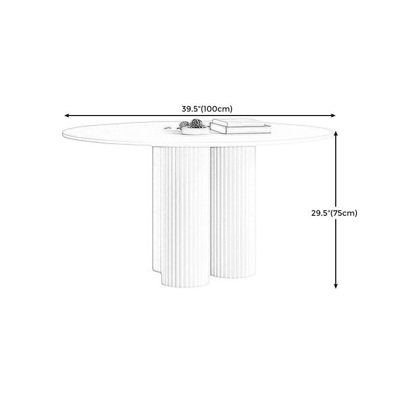 Modern Style Pedestal Base Slab & Wood White/black Round Coffee Table