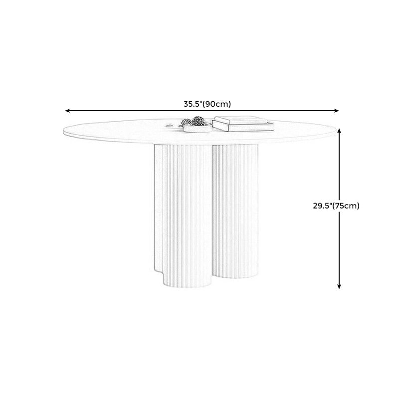 Modern Style Pedestal Base Slab & Wood White/black Round Coffee Table