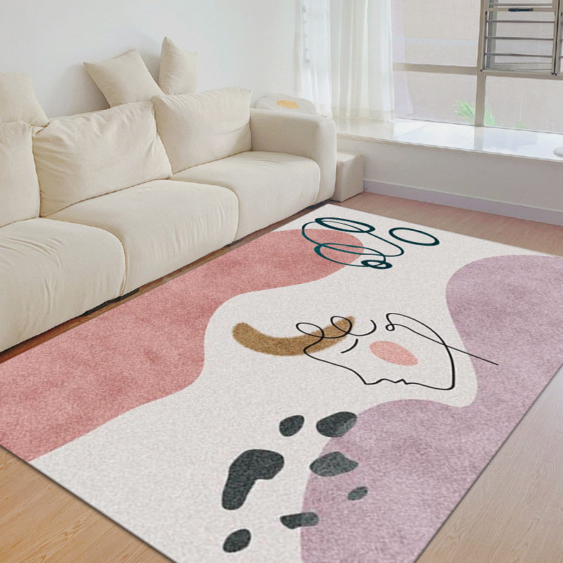 Hellgelber nordischer Teppich, Polyester-Farbstück, waschbarer Teppich für Heimdekoration