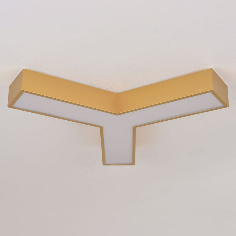 Modern Metal Ceiling Light Geometric Gold LED Flush Mount Light for Office