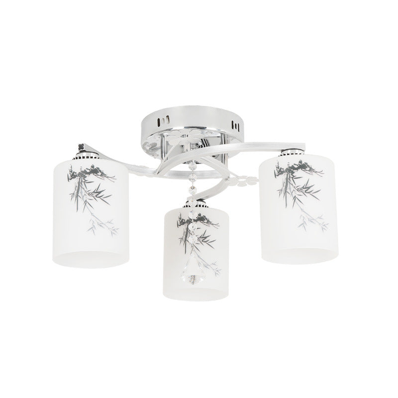 Modern 3 Lights Ceiling Lamp Chrome Finish Flush Mount Light for Bedroom