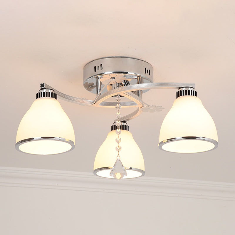 Modern 3 Lights Ceiling Lamp Chrome Finish Flush Mount Light for Bedroom