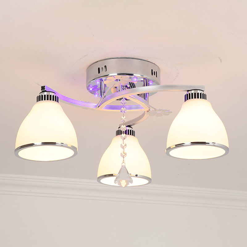 Modern 3 Lights Ceiling Lamp Chrome Finish Flush Mount Light for Bedroom
