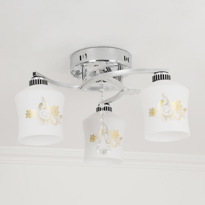 Modern 3 Lights Ceiling Lamp Chrome Finish Flush Mount Light for Bedroom