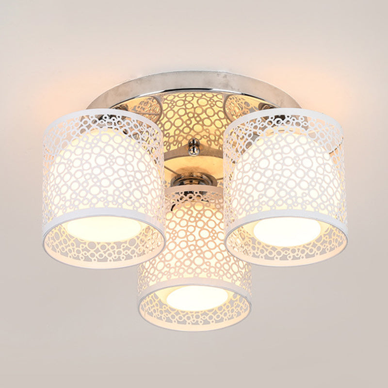 Modern 3 Lights Ceiling Lamp Chrome Finish Flush Mount Light for Bedroom