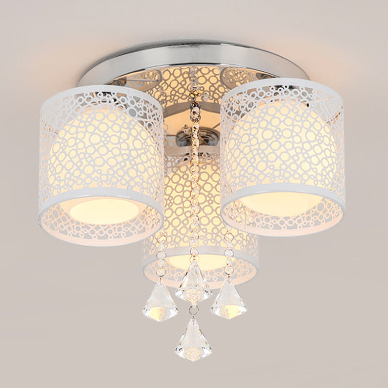 Modern 3 Lights Ceiling Lamp Chrome Finish Flush Mount Light for Bedroom