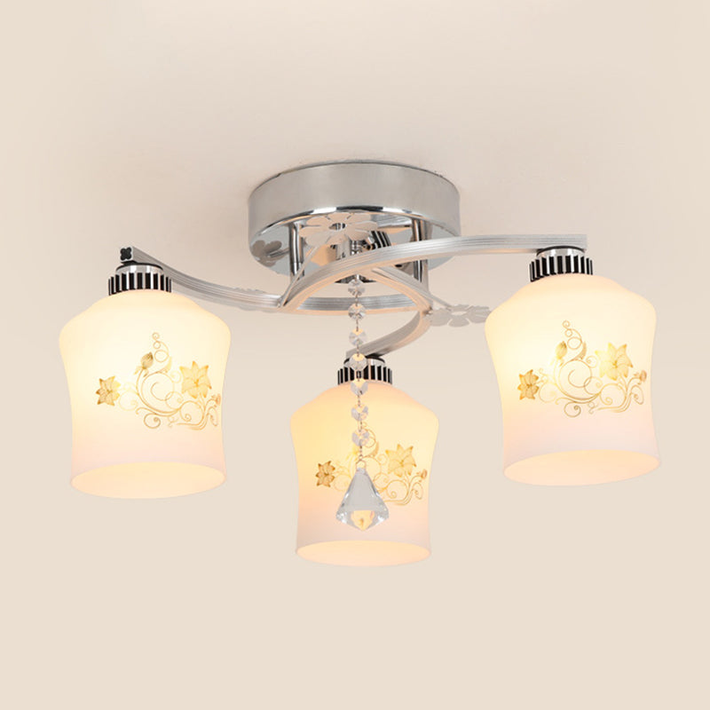 Modern 3 Lights Ceiling Lamp Chrome Finish Flush Mount Light for Bedroom