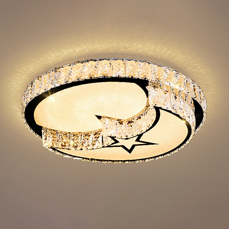 Crystal Round LED Ceiling Lamp Modern Style Flush Mount Light for Bedroom