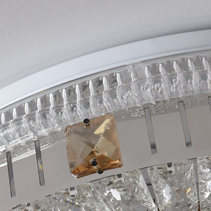 Crystal Round LED Ceiling Lamp Modern Style Flush Mount Light for Bedroom
