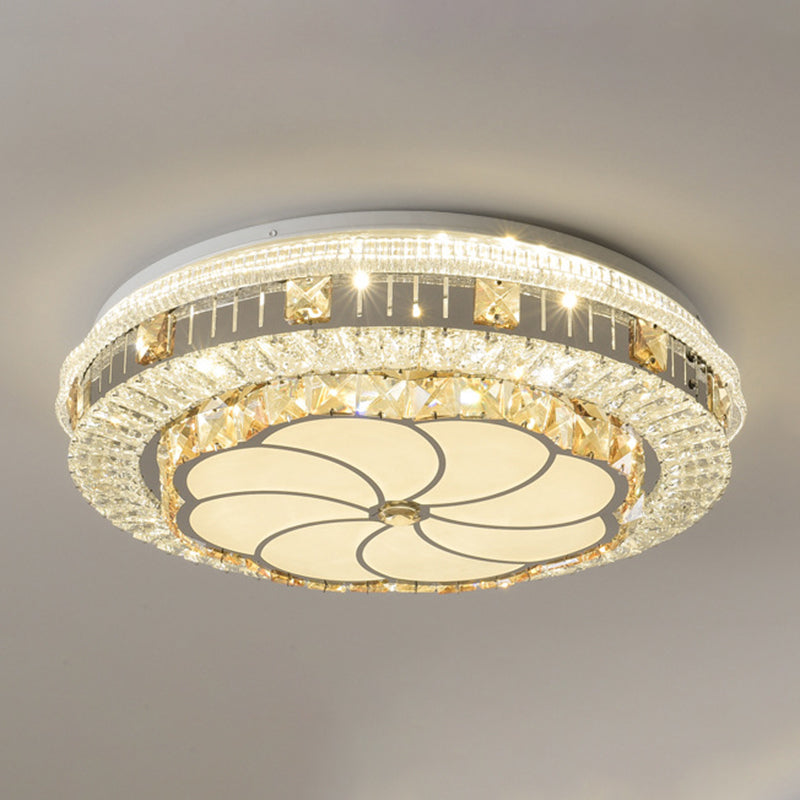 Crystal Round LED Ceiling Lamp Modern Style Flush Mount Light for Bedroom